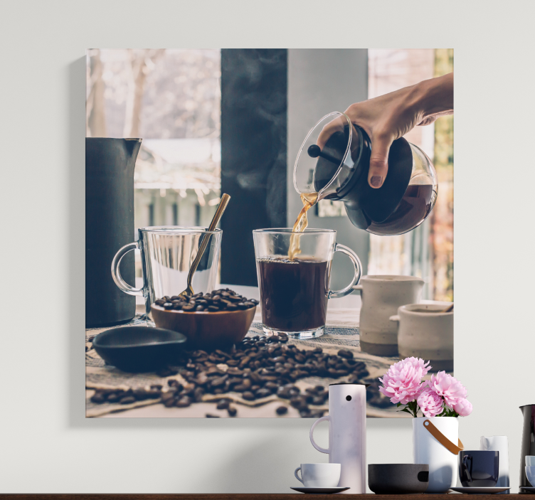 Coffee Pouring Ritual Ornamental canvas print - TenStickers