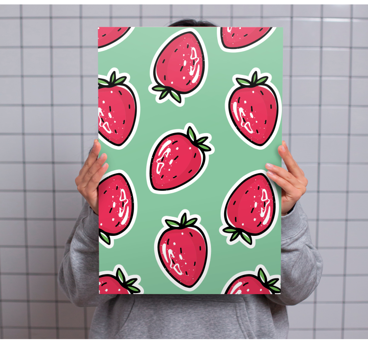 Colored strawberry pattern green fruit canvas - TenStickers