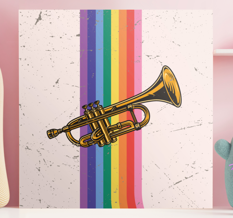 Colorful brass trumpet bedroom wall prints - TenStickers