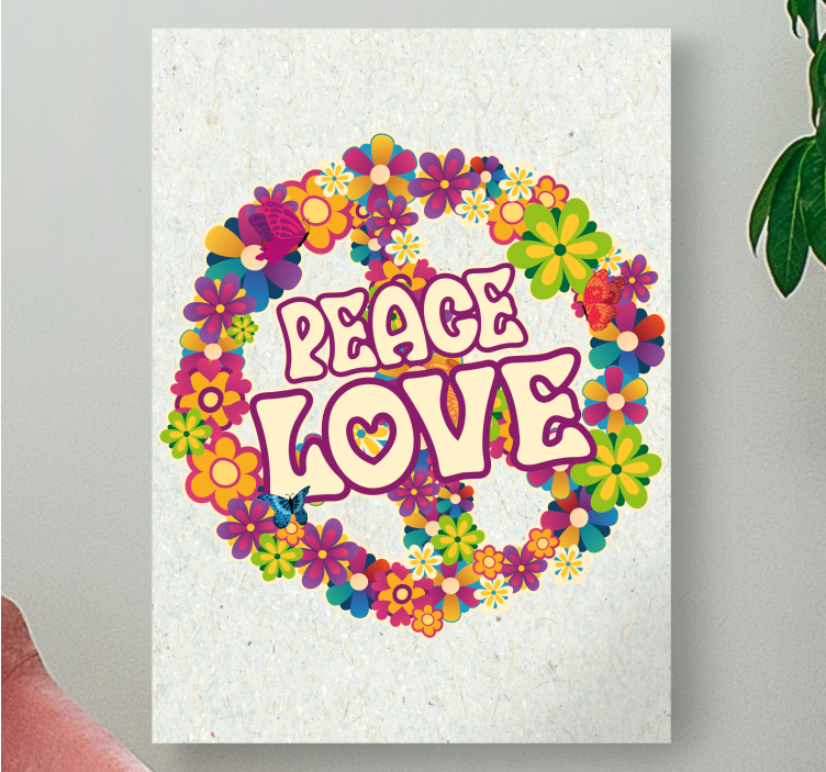 Peace love floral crown quote canvas - TenStickers