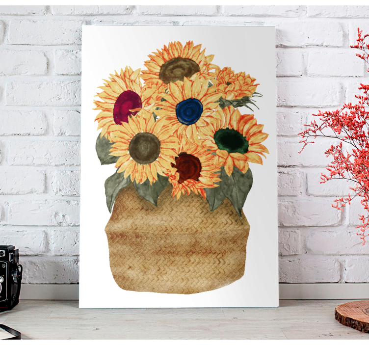 Colorful sunflower pot flower canvas - TenStickers