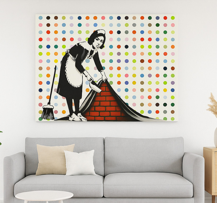 Colorful sweeping under carpet canvas art - TenStickers