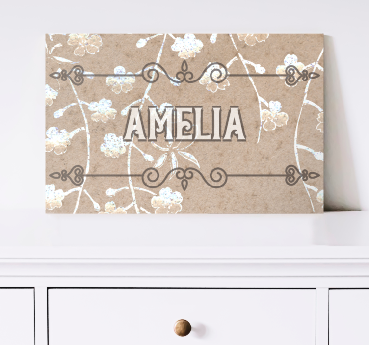 Custom canvas print floral name decoration - TenStickers