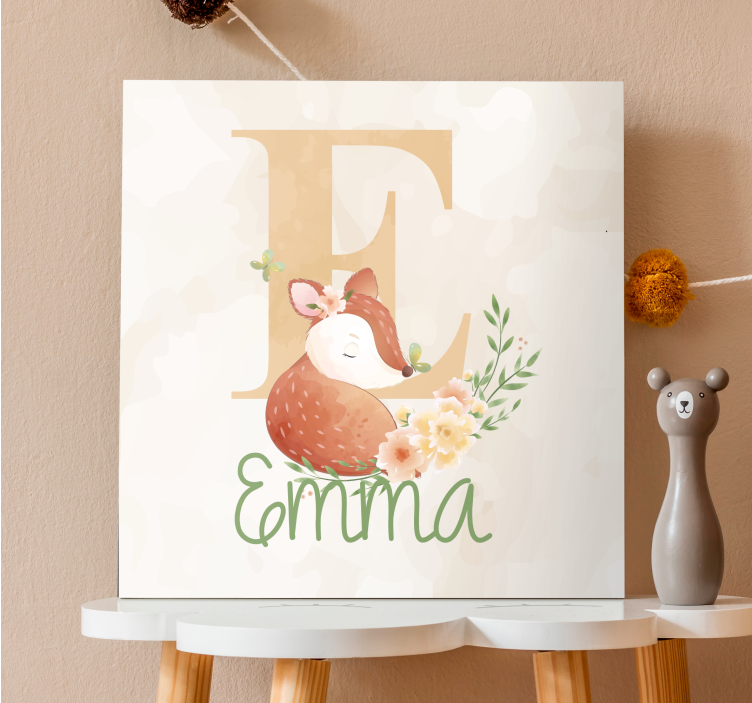 Cute animals deer with name personalised canvas - TenStickers