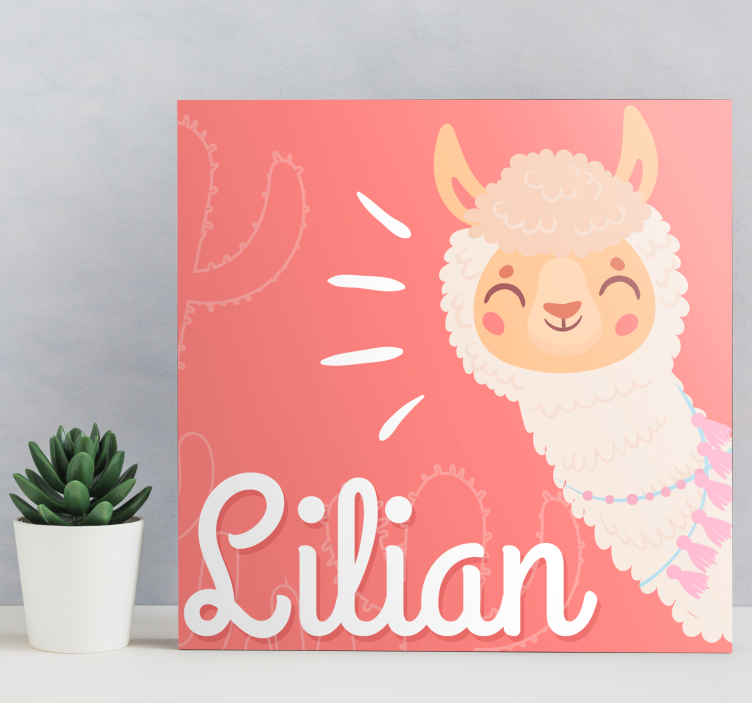 cute llama personalised personalised canvas - TenStickers