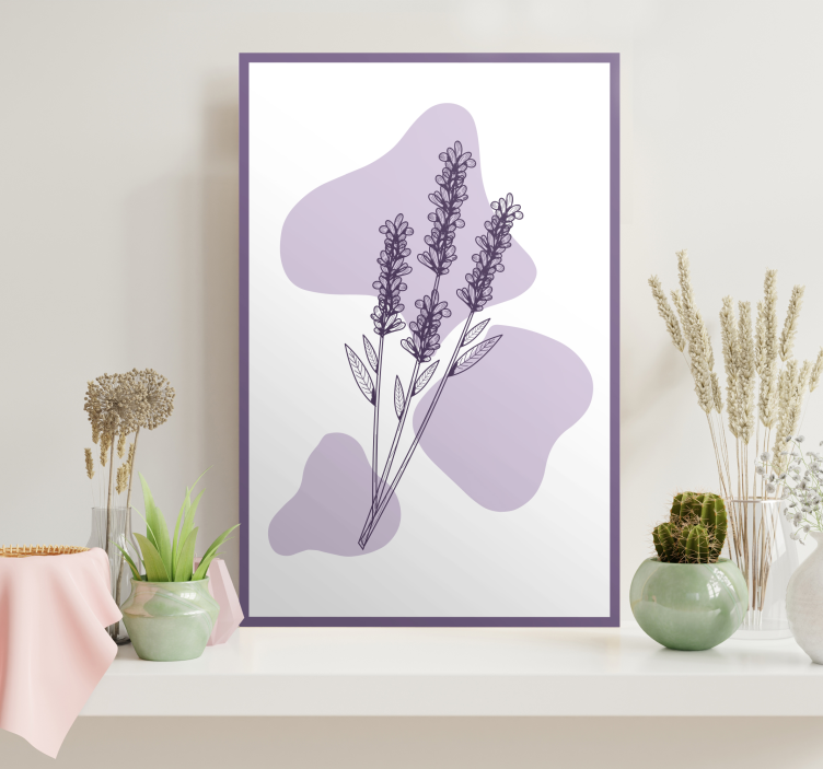 drawing lavender plant flower canvas - TenStickers