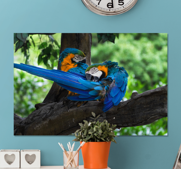 Dog wall art colorful parrots pair - TenStickers