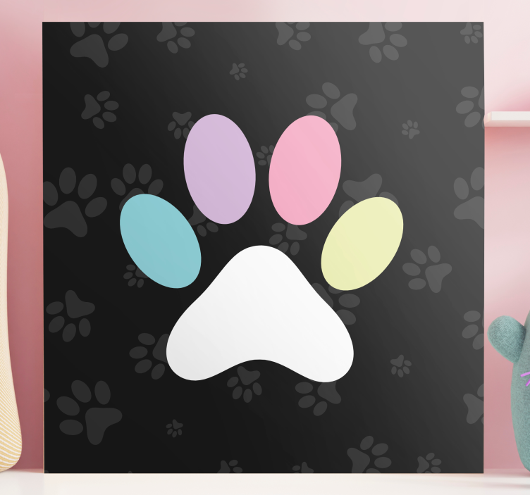 Dog wall art colorful paw print - TenStickers