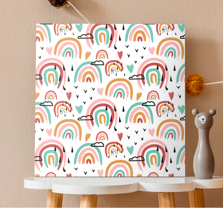Doodle hand drawn rainbow nursery canvas - TenStickers