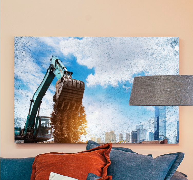 Excavator urban landscape cityscape wall art - TenStickers