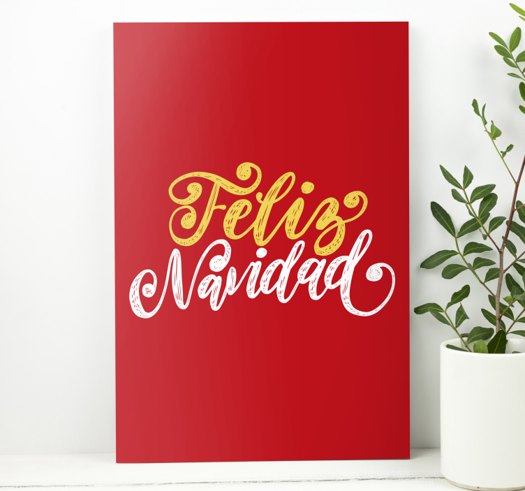 Feliz navidad greeting quote canvas - TenStickers