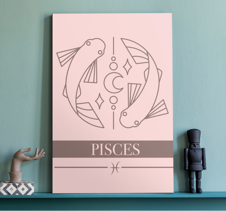 Fish canvas with pisces zodiac symbol - TenStickers