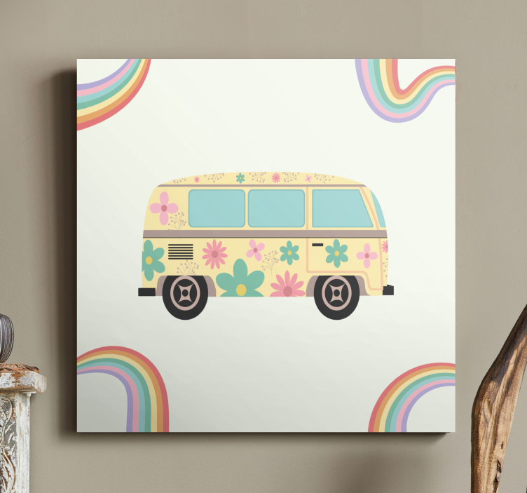 Floral Retro Van canvas print - TenStickers