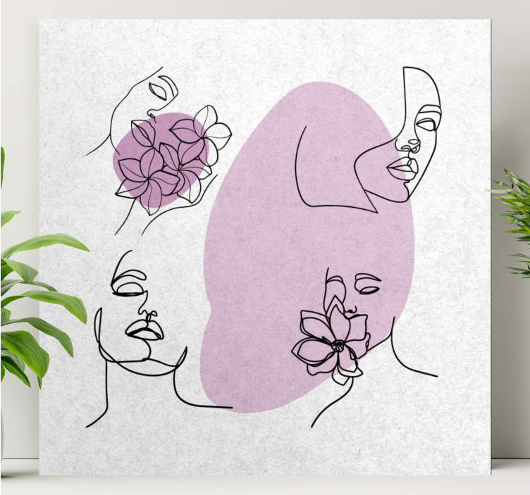 Flowers canvas abstract floral faces - TenStickers