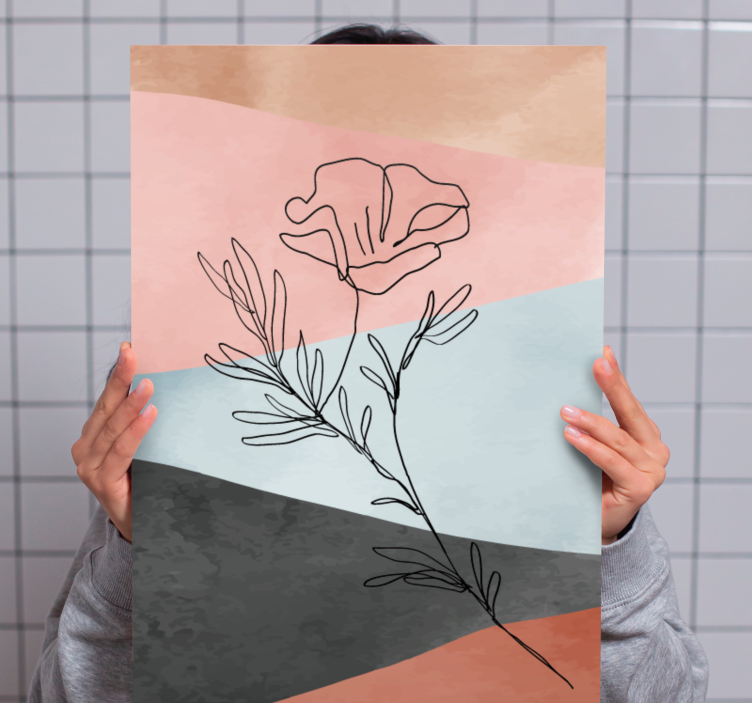 Flowers canvas abstract flower sketch art print - TenStickers
