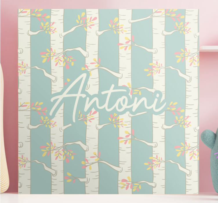 Flowers canvas birch tree blossoms artwork - TenStickers