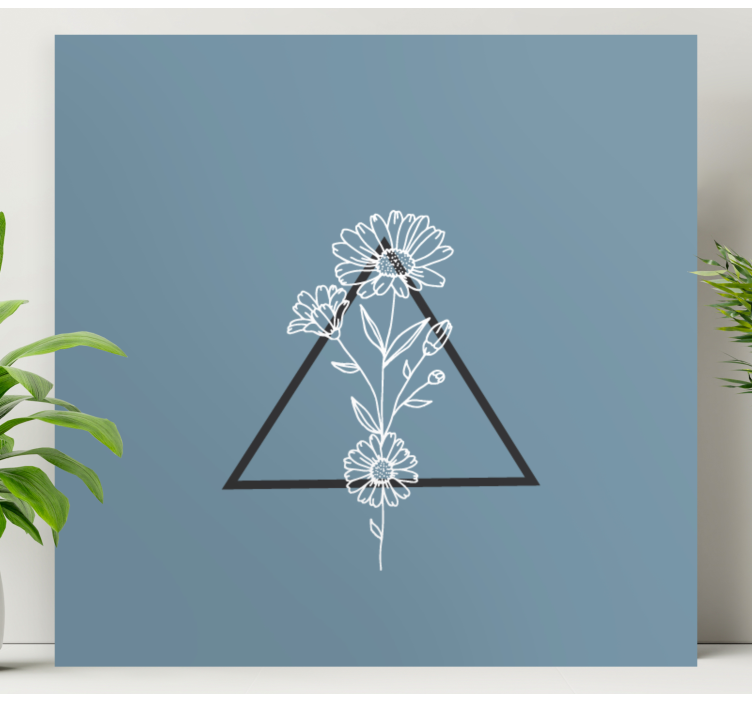 Flowers canvas floral triangle art design - TenStickers