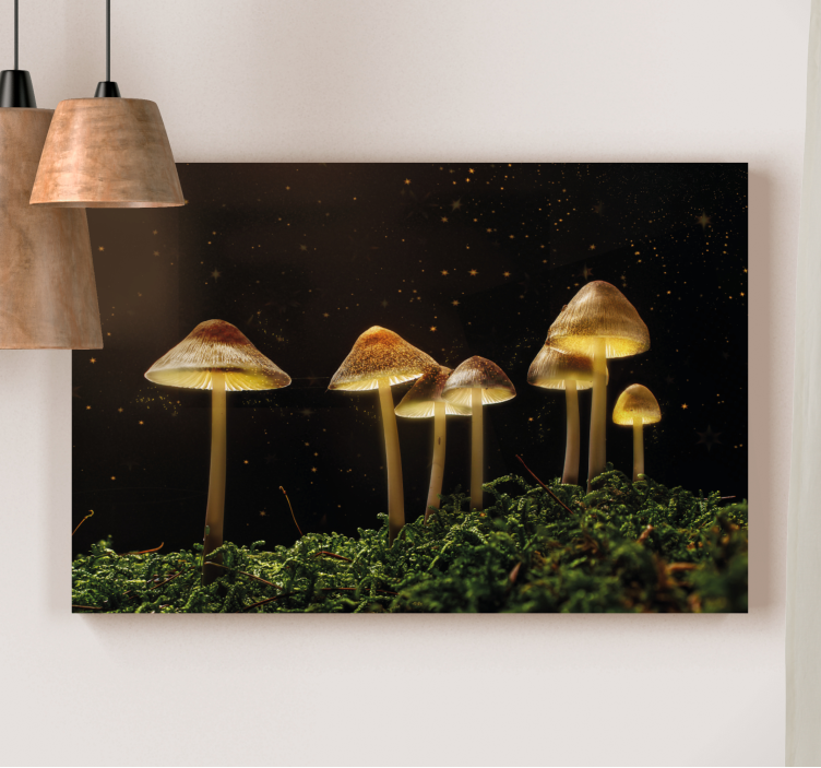 Flowers canvas glowing mushrooms art print - TenStickers