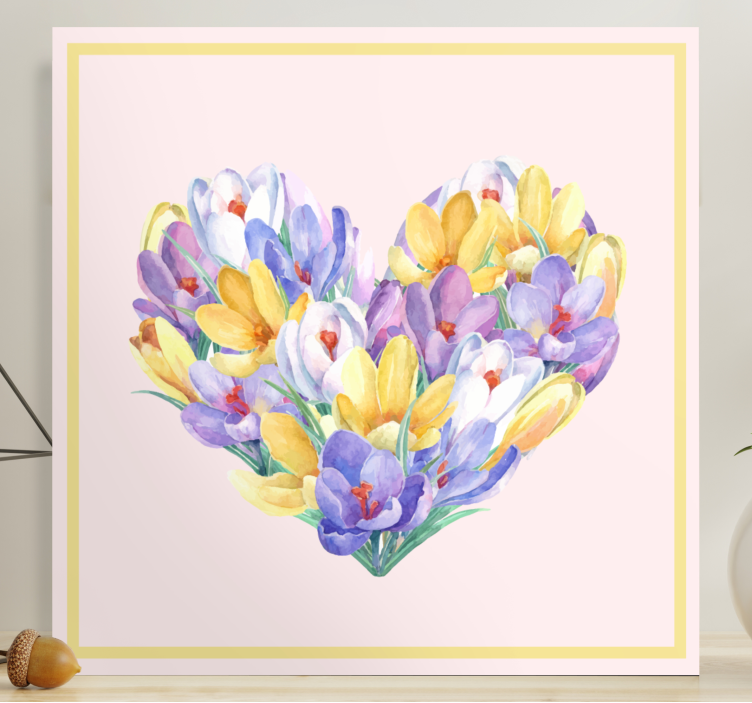 Flowers canvas heart-shaped blossoms - TenStickers