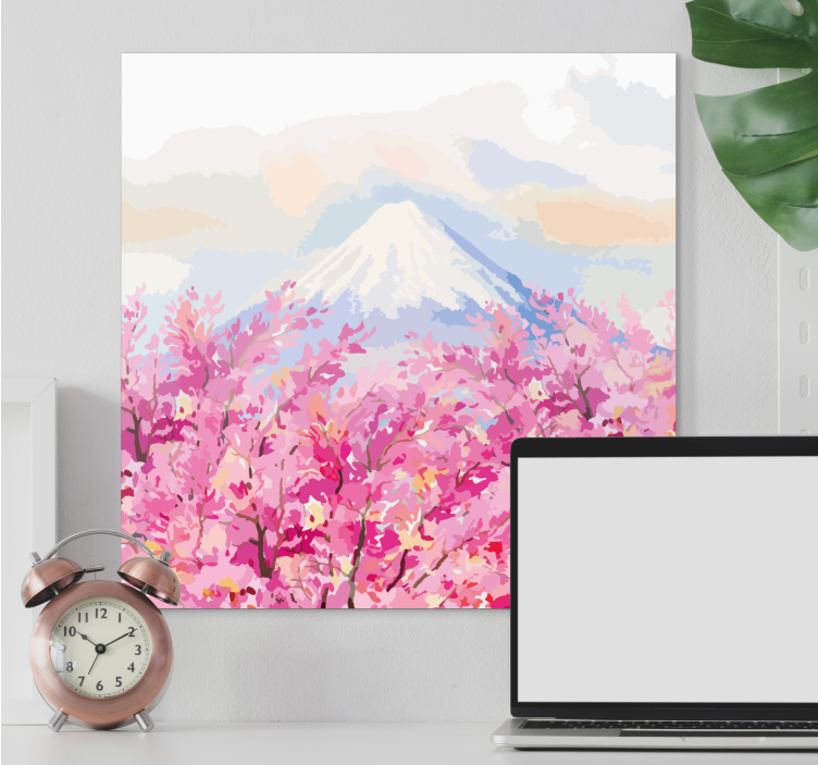 Flowers canvas mount fuji blossom artwork - TenStickers