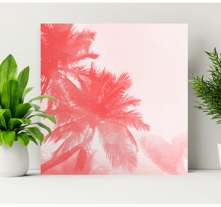 Flowers canvas palm tree silhouette - TenStickers