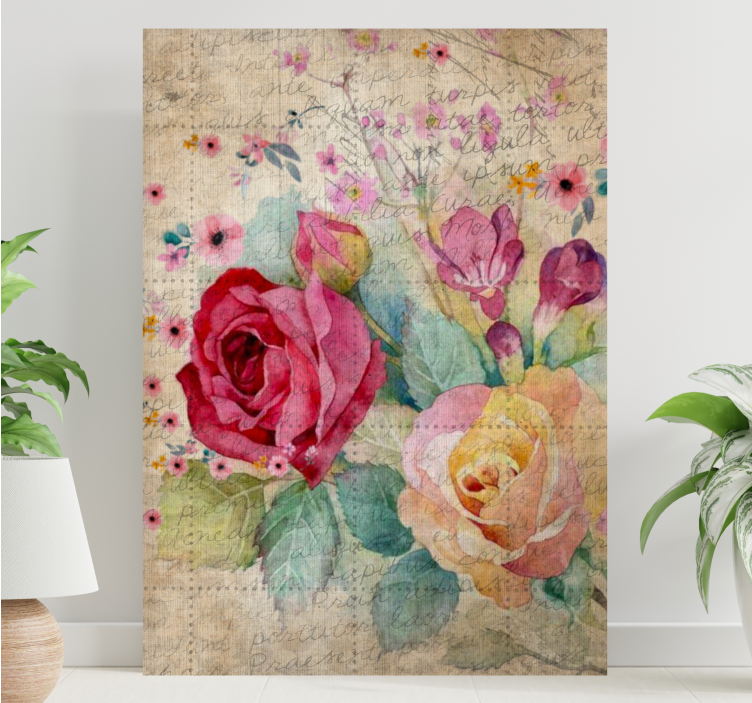 Flowers canvas romantic rose design - TenStickers