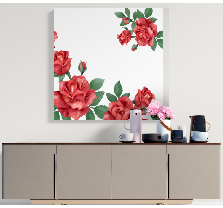 Flowers canvas roses in bloom - TenStickers