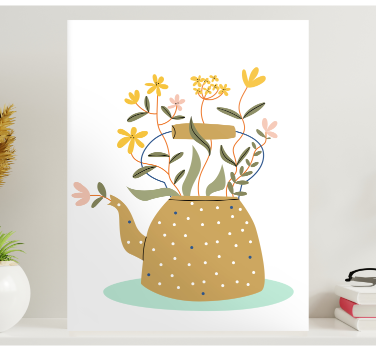 Flowers canvas teapot with blossoms - TenStickers