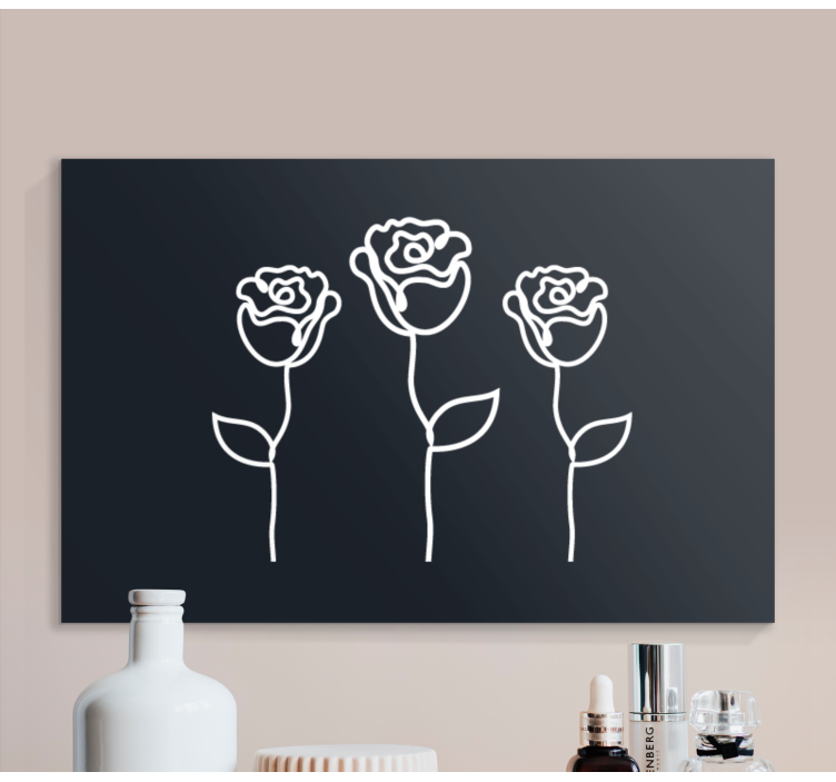 Flowers canvas three stylized roses - TenStickers