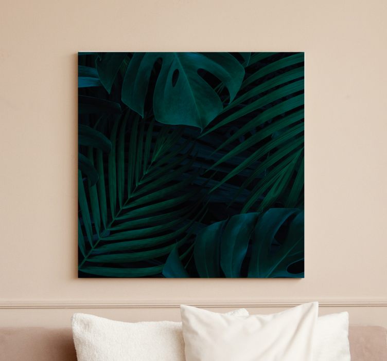 Flowers canvas with lush tropical foliage - TenStickers