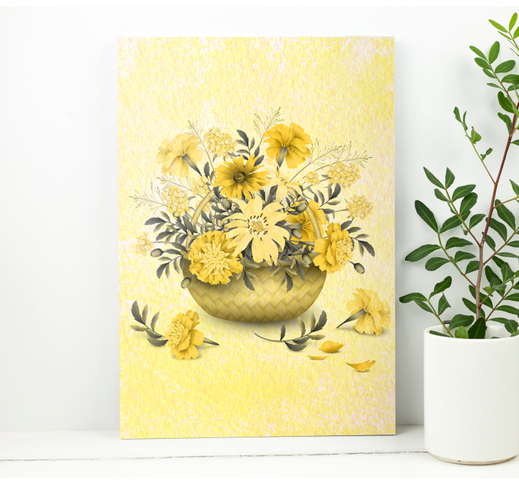 Flowers canvas yellow floral design - TenStickers