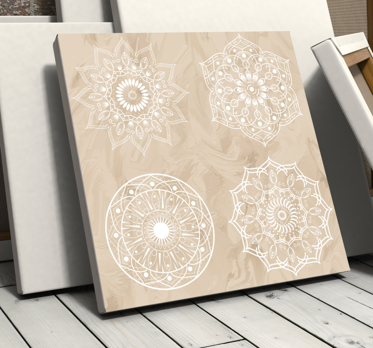 four beige mandalas canvas wall art - TenStickers