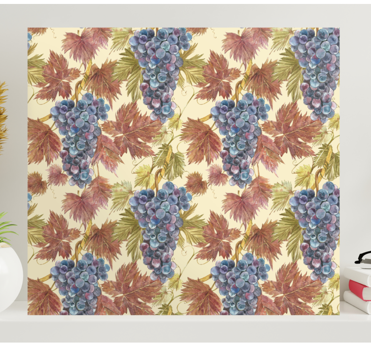 Fruit canvas wall art grapes and leaves - TenStickers