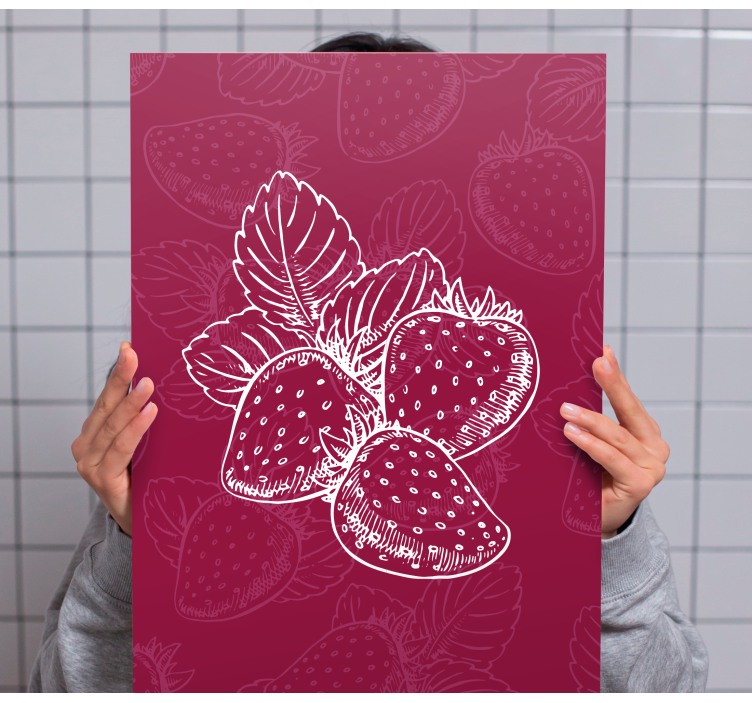 Fruit canvas wall art strawberry cluster - TenStickers