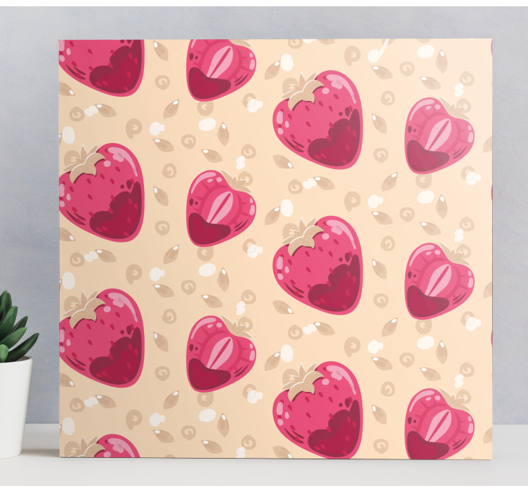 Fruit canvas wall art strawberry heart design - TenStickers