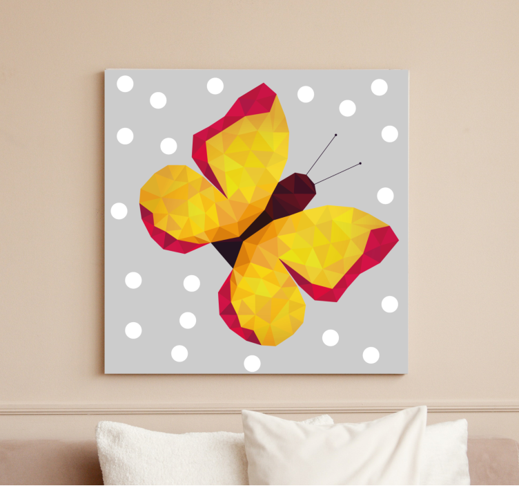 Yellow geometric wings butterfly canvas - TenStickers