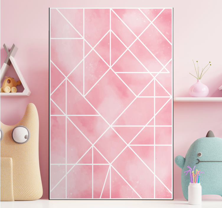 Geometric canvas in pink pattern - TenStickers