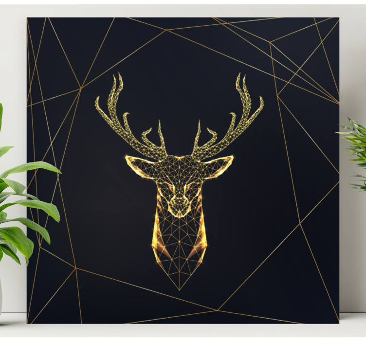 Geometric stag with gold nordic art prints - TenStickers