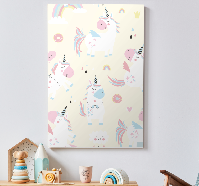 Happy unicorns in wonderland nursery canvas - TenStickers