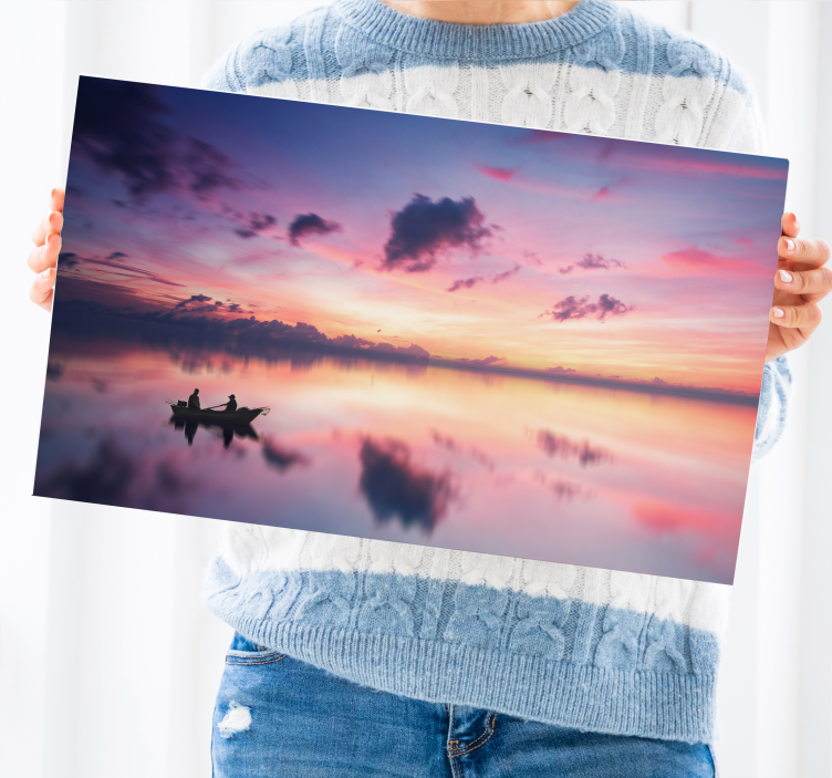 Lake sunset landscape canvas - TenStickers