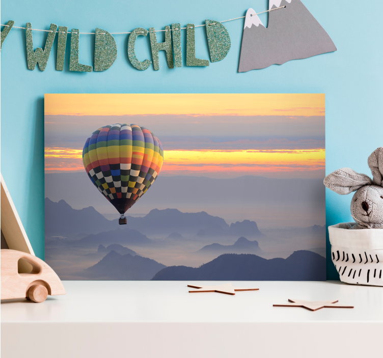 Landscape canvas colorful hot air balloon - TenStickers