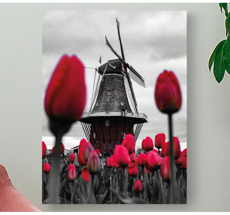 Landscape canvas windmill and tulips artwork - TenStickers
