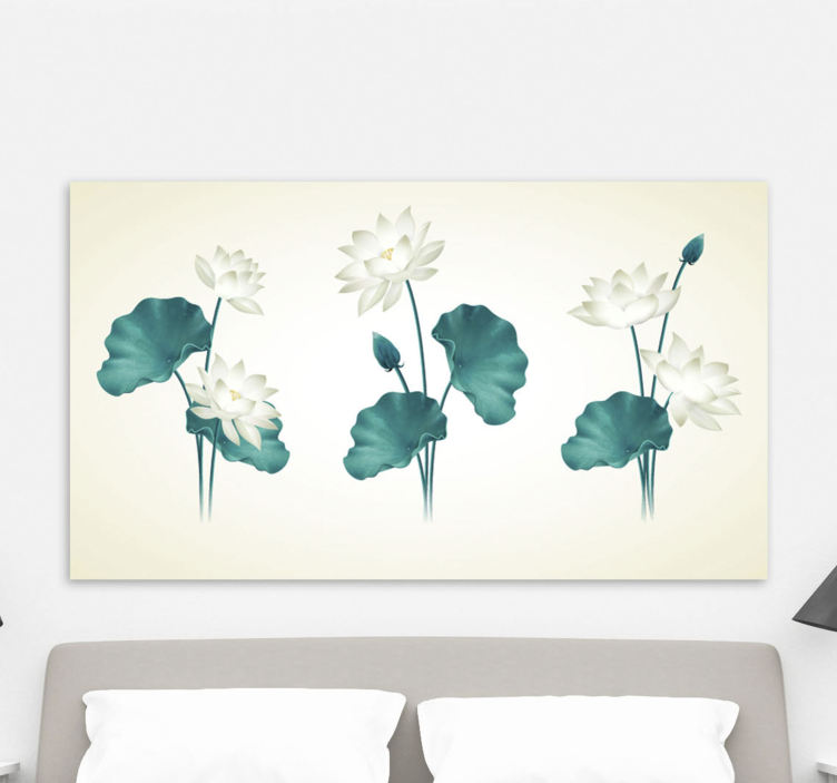 Lotus flower headboard canvas print - TenStickers