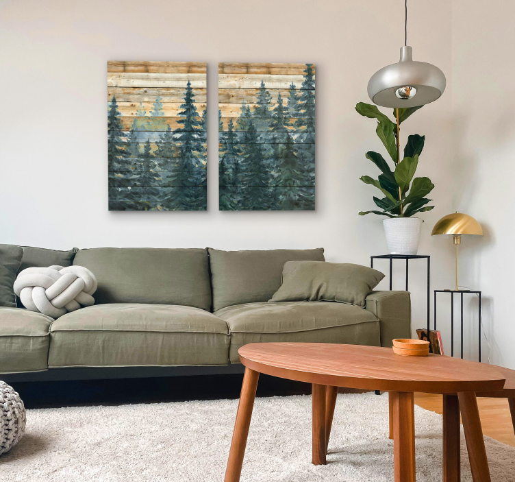 Majestic pine forest living room wall art - TenStickers