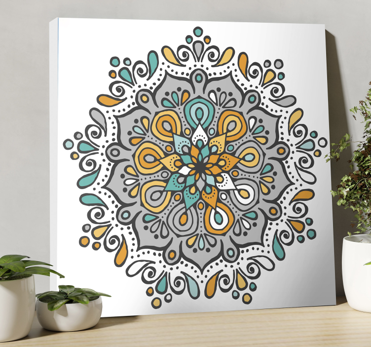 Mandala colourful with floral canvas wall art - TenStickers