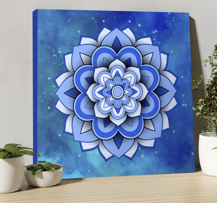 Mandala floral blue mandala canvas wall art - TenStickers