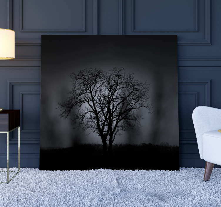 Misty tree  Tree wall art canvas - TenStickers