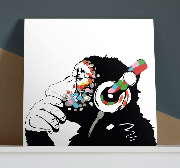 DJ Monkey Banksy Canvas Art - TenStickers
