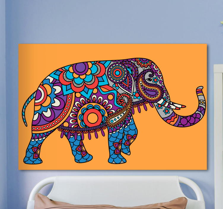 Multicolored mandala elephants walking canvas - TenStickers