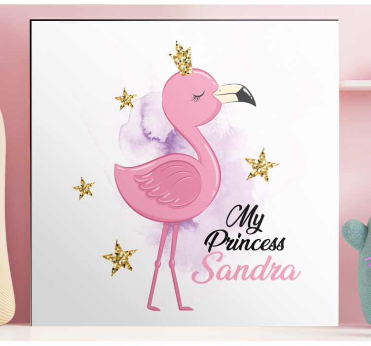 My princess flamingo with name animal canvas wall art - TenStickers